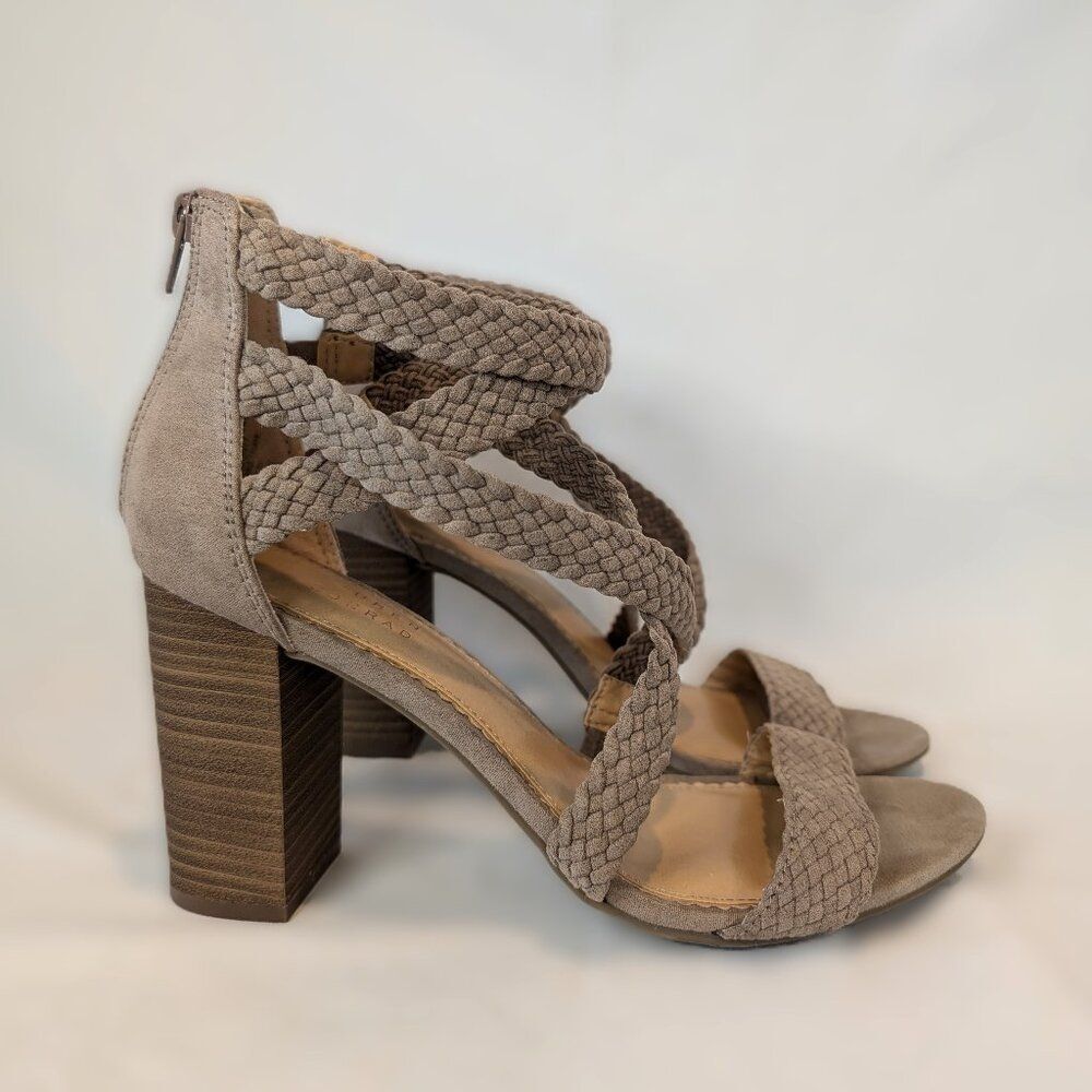 Lc Lauren Conrad Adventurine Taupe Block Heel San… - image 2
